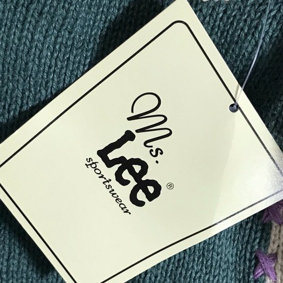 Ms Lee Colorblock Knit Pullover Sweater Teal Blue - Picture 8 of 9